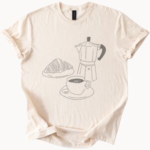 Coffee and Croissant Minimalist Graphic Tee
